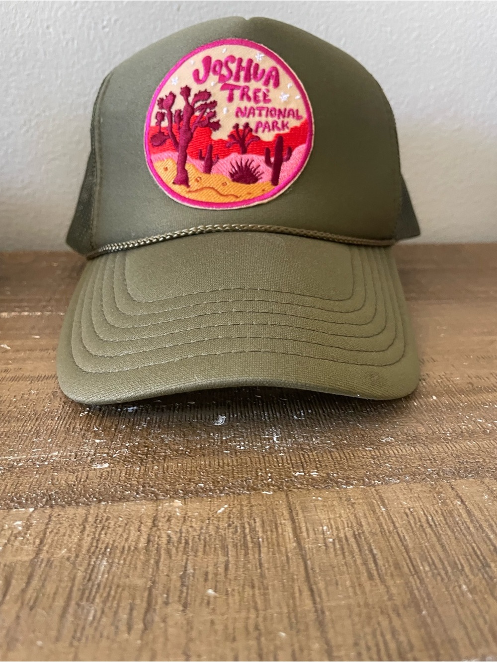 OTTO Olive Green Trucker Hat with Pink and Red Joshua Tree Patch - Picture 2 of 7